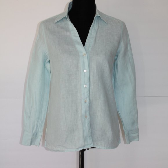 Talbots Irish Linen Button Down Blouse Size 10P - Picture 3 of 9